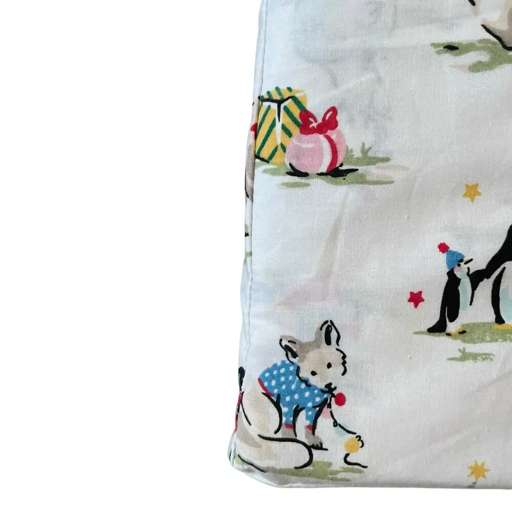Cath Kidston London 4pc FULL Sheet Set Christmas Animals Cream Cotton NEW